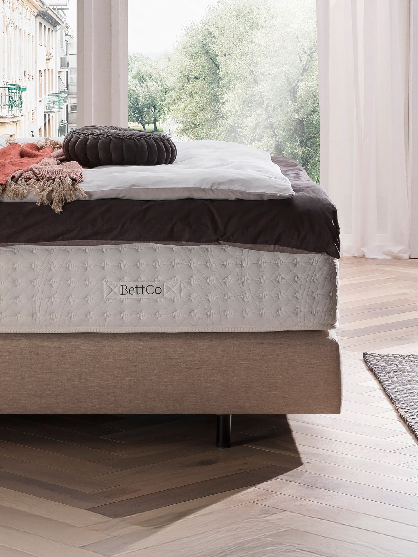Webstoff Boxspringbett Beige MAISON