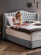 Webstoff Boxspringbett Hellgrau MAISON