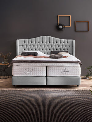Webstoff Boxspringbett Hellgrau MAISON