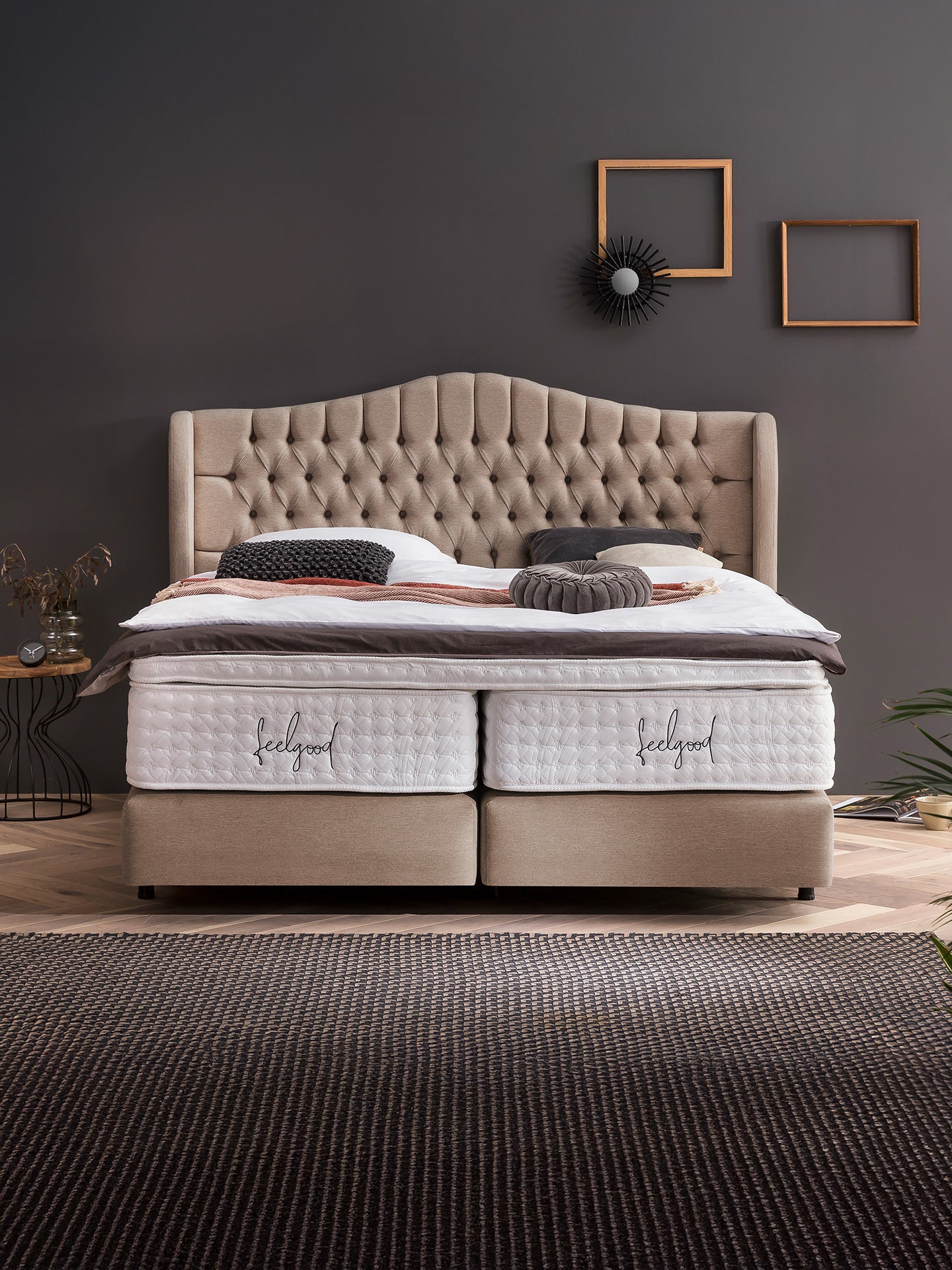 Webstoff Boxspringbett Nougat MAISON