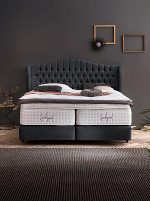 Webstoff Boxspringbett Schwarz MAISON
