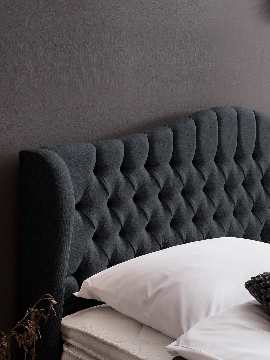 Webstoff Boxspringbett Schwarz MAISON