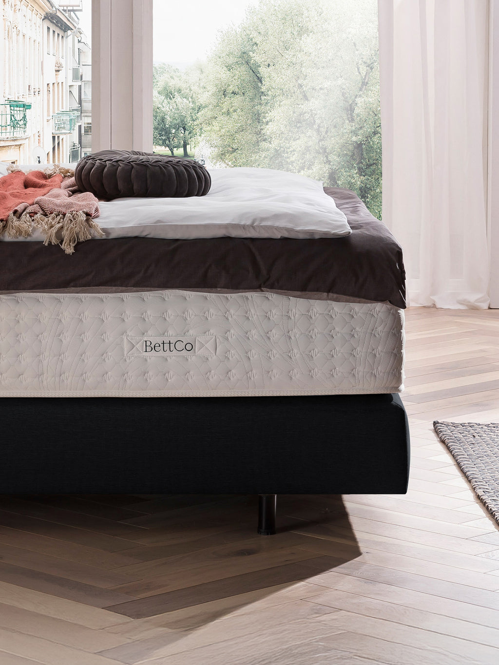 Webstoff Boxspringbett Schwarz MAISON