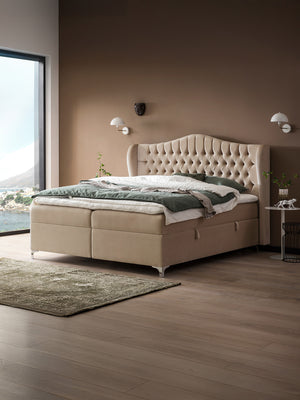 Samt Boxspringbett mit Stauraum Beige MAISON