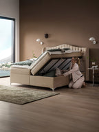Samt Boxspringbett mit Stauraum Beige MAISON