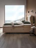Samt Boxspringbett mit Stauraum Beige MAISON