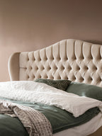 Samt Boxspringbett mit Stauraum Beige MAISON