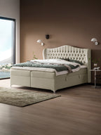 Samt Boxspringbett mit Stauraum Creme MAISON