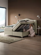 Samt Boxspringbett mit Stauraum Creme MAISON