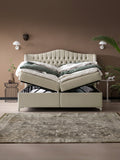 Samt Boxspringbett mit Stauraum Creme MAISON
