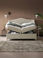 Samt Boxspringbett mit Stauraum Creme MAISON