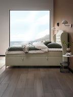 Samt Boxspringbett mit Stauraum Creme MAISON