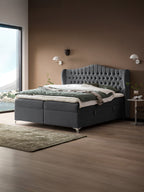Samt Boxspringbett mit Stauraum Dunkelgrau MAISON