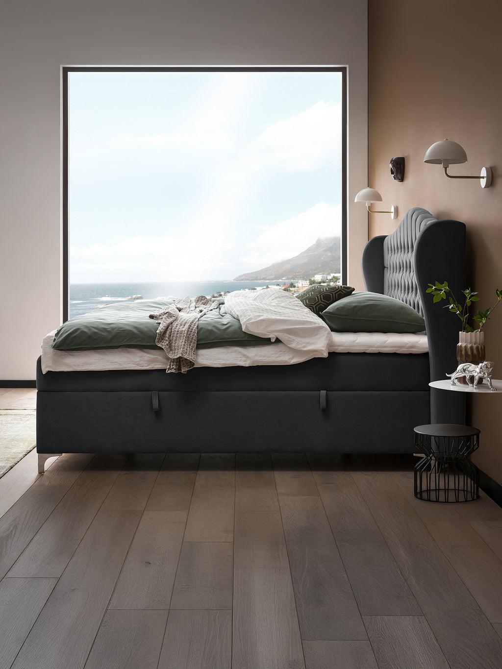 Samt Boxspringbett mit Stauraum Dunkelgrau MAISON