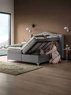 Samt Boxspringbett mit Stauraum Grau MAISON