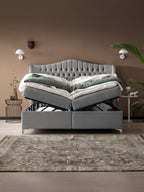 Samt Boxspringbett mit Stauraum Grau MAISON