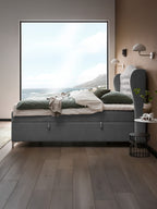 Samt Boxspringbett mit Stauraum Grau MAISON
