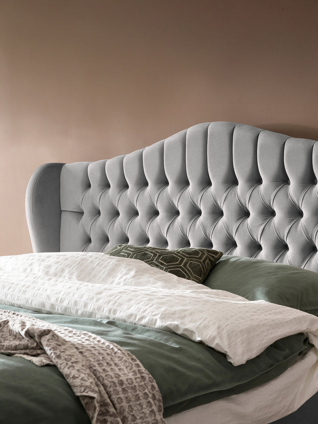 Samt Boxspringbett mit Stauraum Grau MAISON