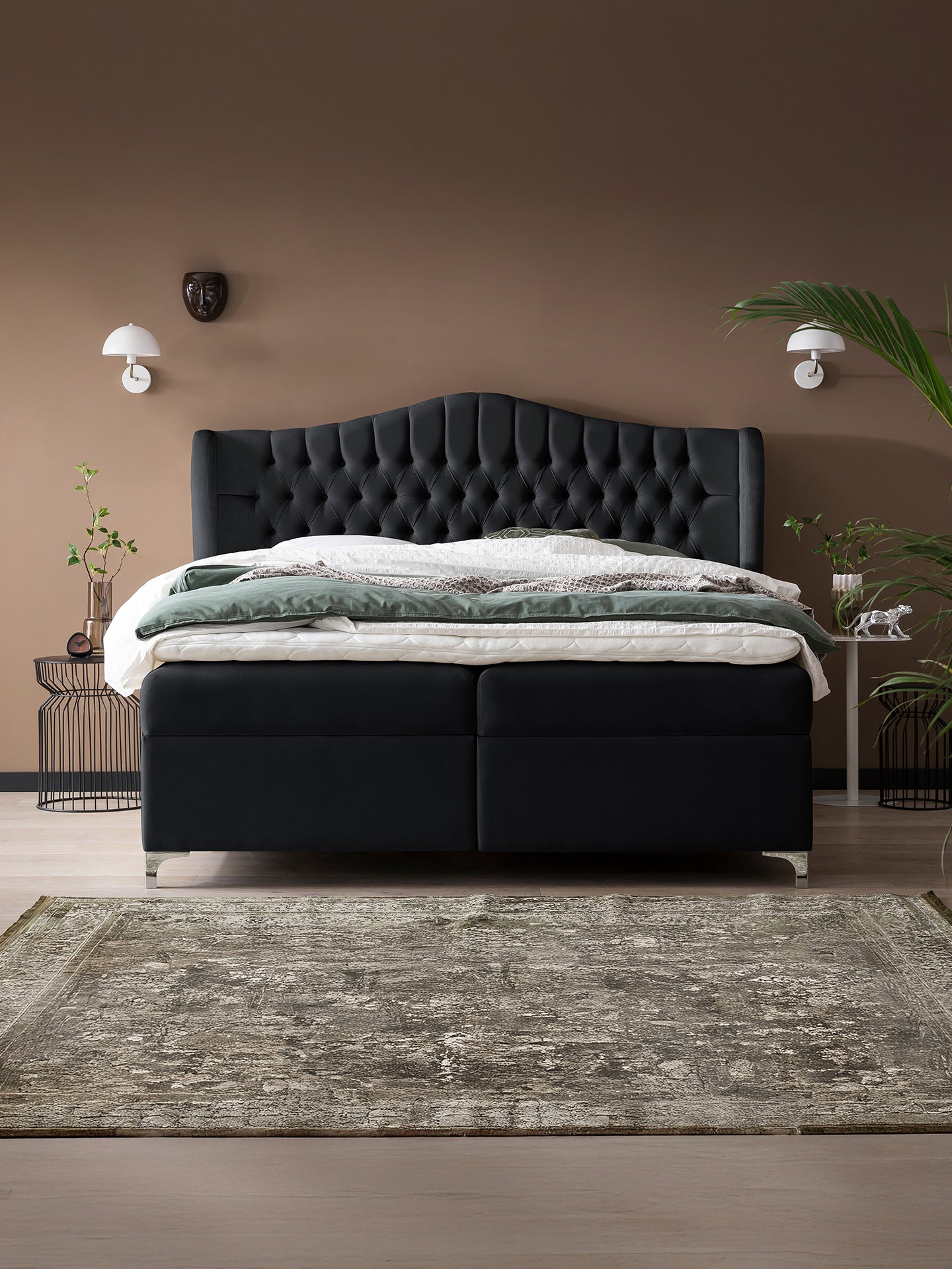 Samt Boxspringbett mit Stauraum Schwarz MAISON