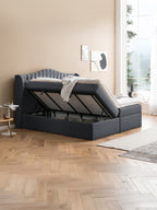 Webstoff Boxspringbett mit Stauraum Anthrazit MAISON