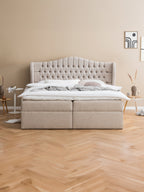 Webstoff Boxspringbett mit Stauraum Beige MAISON