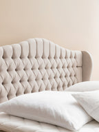 Webstoff Boxspringbett mit Stauraum Beige MAISON