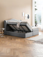 Webstoff Boxspringbett mit Stauraum Hellgrau MAISON