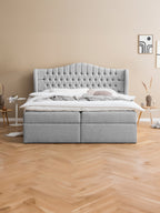 Webstoff Boxspringbett mit Stauraum Hellgrau MAISON