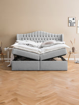 Webstoff Boxspringbett mit Stauraum Hellgrau MAISON