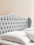 Webstoff Boxspringbett mit Stauraum Hellgrau MAISON