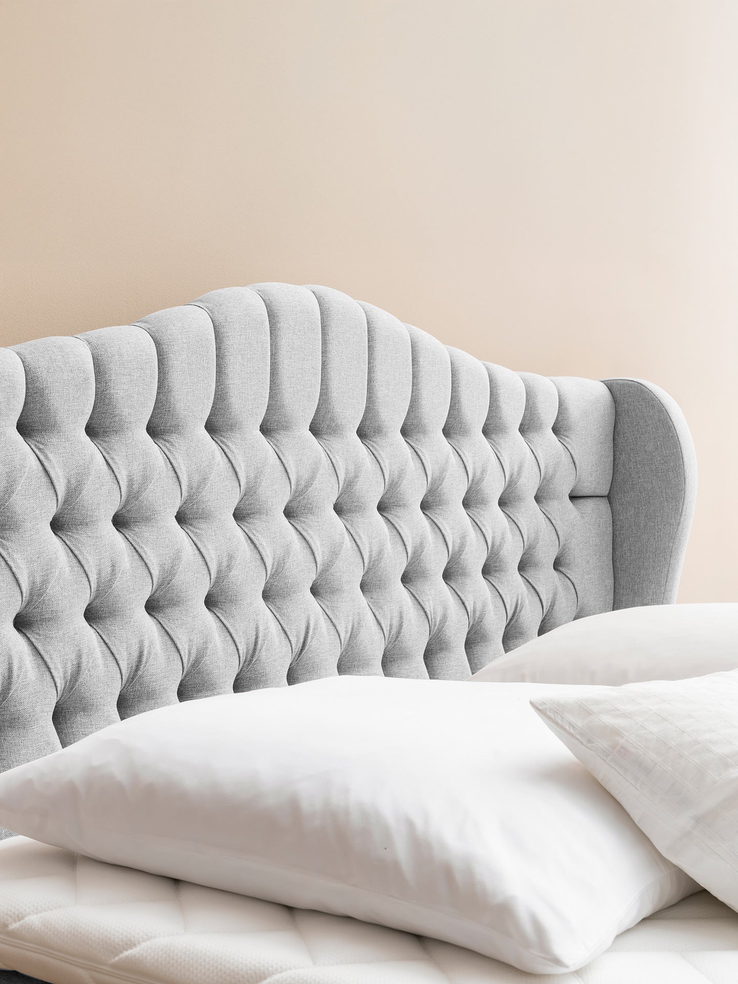 Webstoff Boxspringbett mit Stauraum Hellgrau MAISON