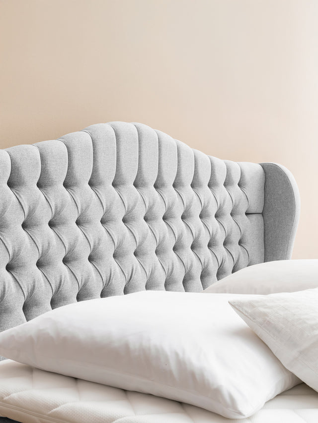 Webstoff Boxspringbett mit Stauraum Hellgrau MAISON