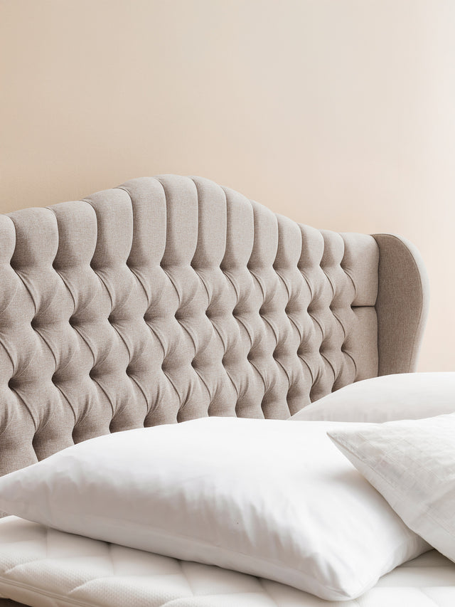 Webstoff Boxspringbett mit Stauraum Nougat MAISON