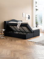 Webstoff Boxspringbett mit Stauraum Schwarz MAISON