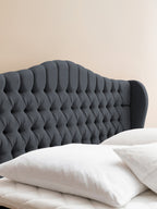 Webstoff Boxspringbett mit Stauraum Schwarz MAISON