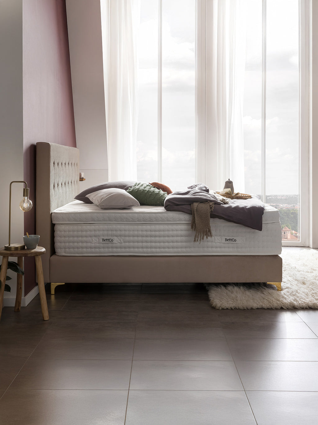 Samt Boxspringbett Beige MILANO