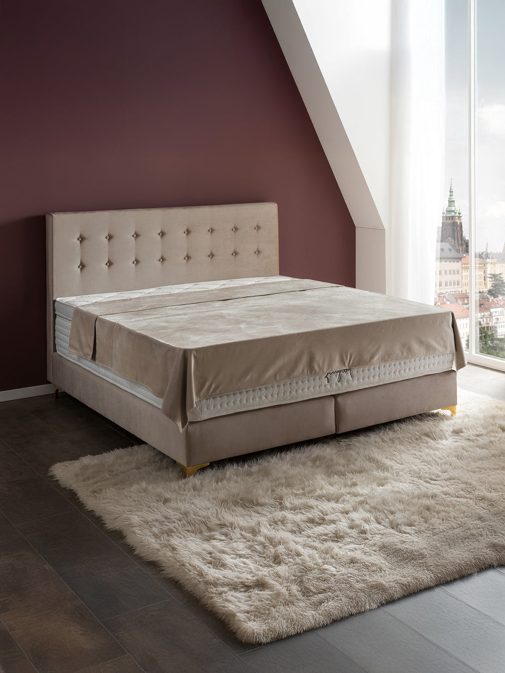 Samt Boxspringbett Beige MILANO