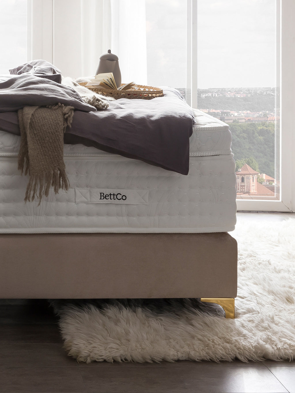 Samt Boxspringbett Beige MILANO
