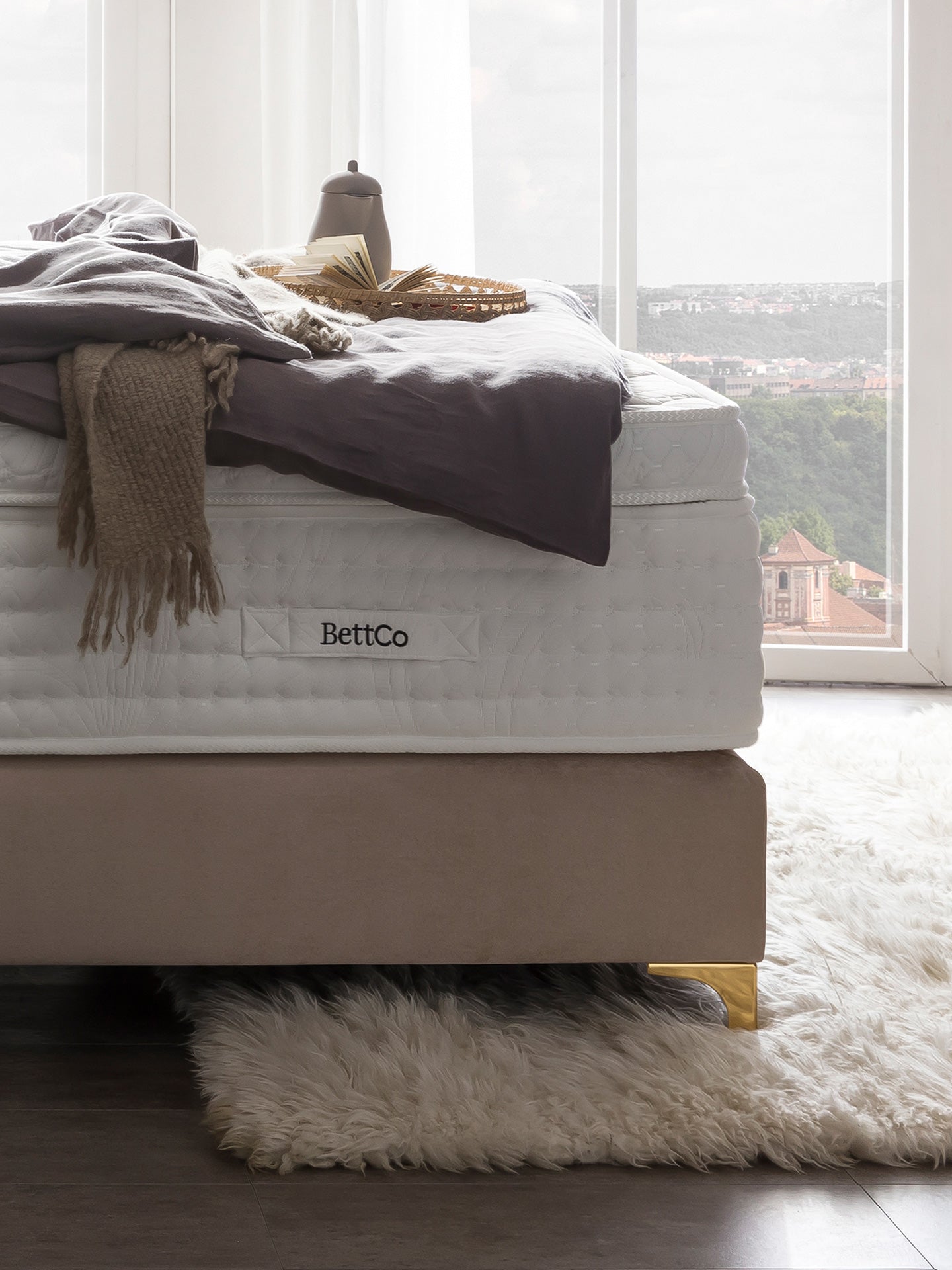 Samt Boxspringbett Beige MILANO