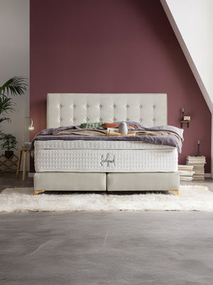 Samt Boxspringbett Creme MILANO