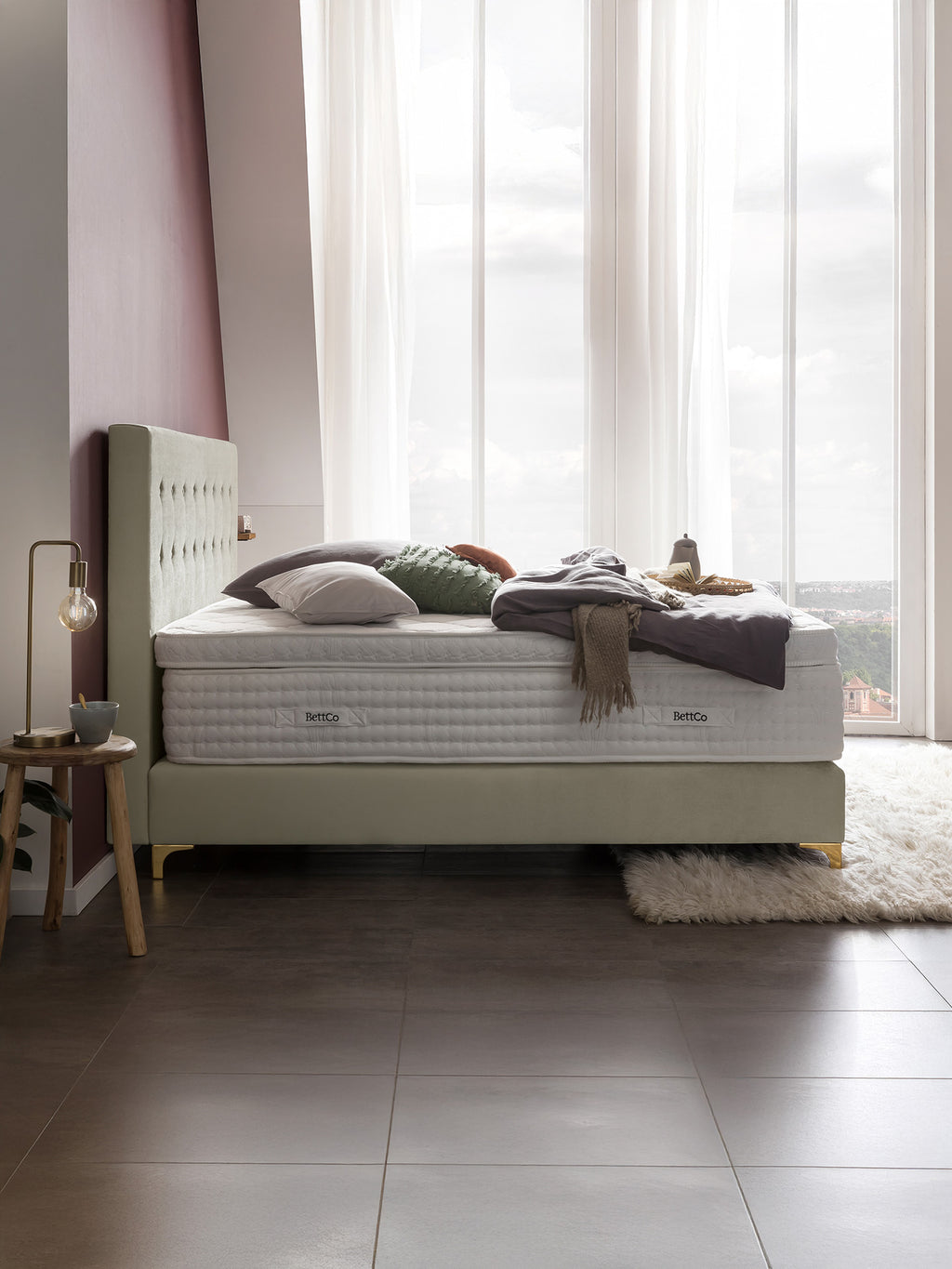 Samt Boxspringbett Creme MILANO