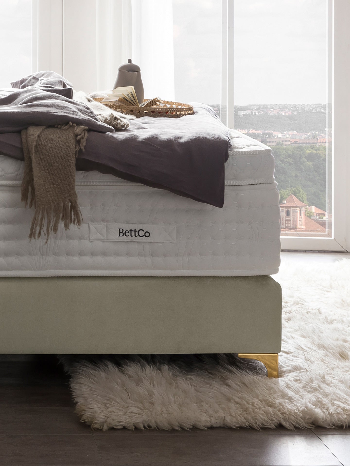Samt Boxspringbett Creme MILANO