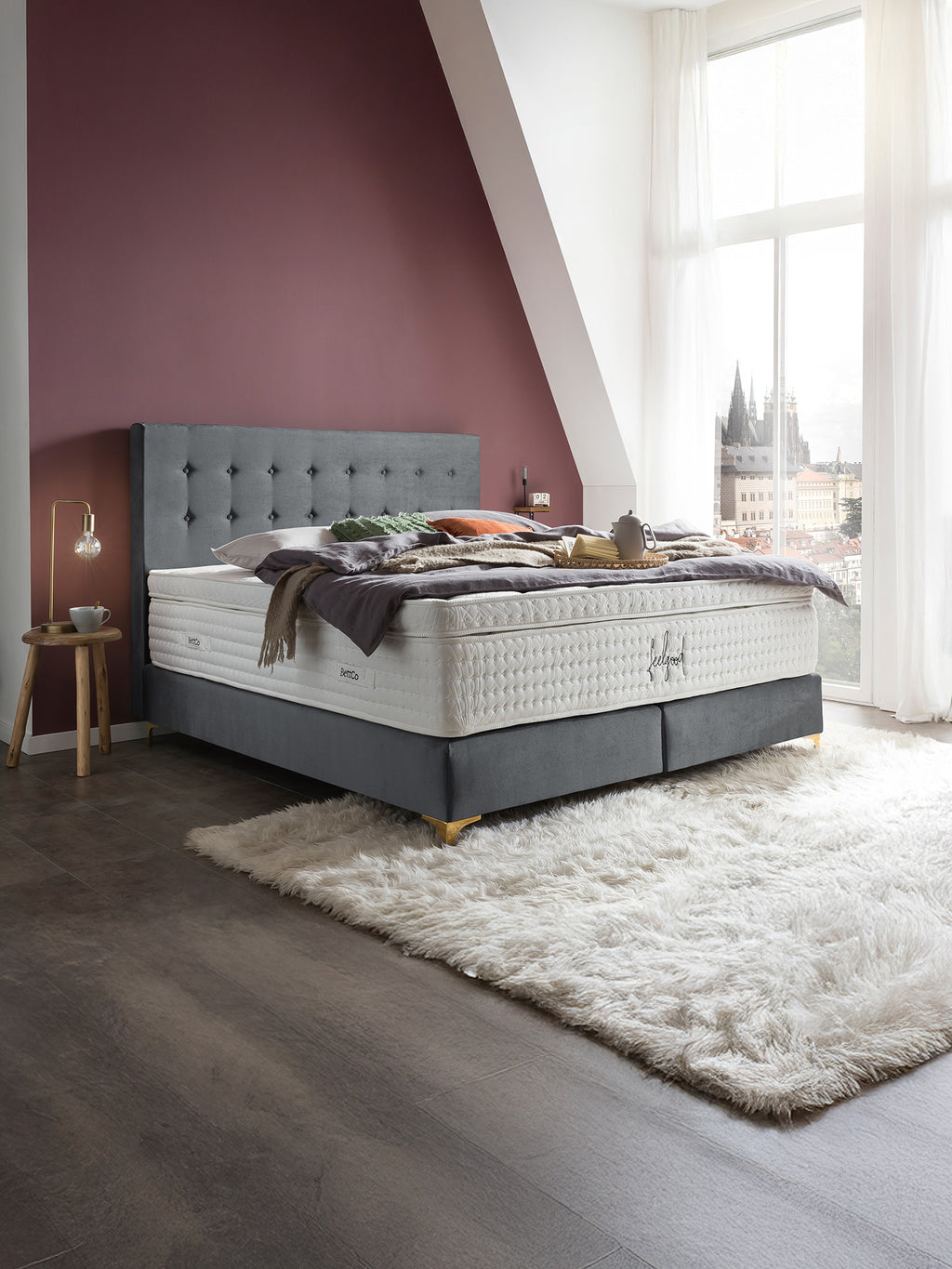 Samt Boxspringbett Dunkelgrau MILANO