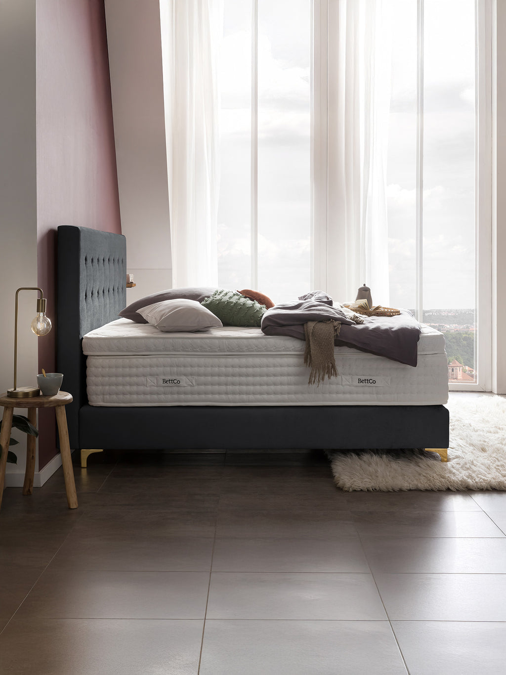 Samt Boxspringbett Dunkelgrau MILANO