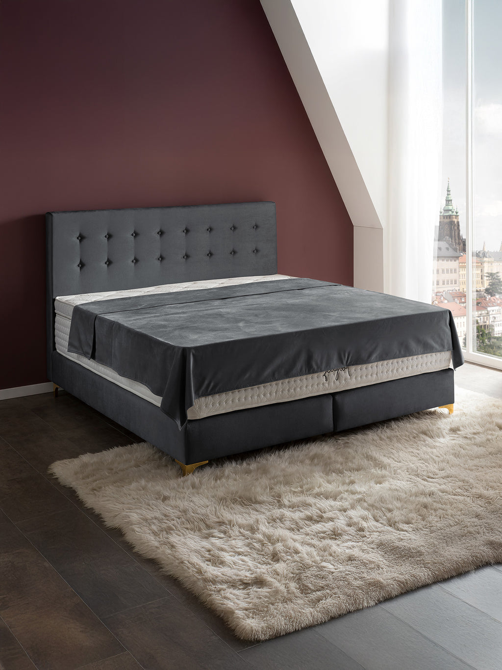 Samt Boxspringbett Dunkelgrau MILANO