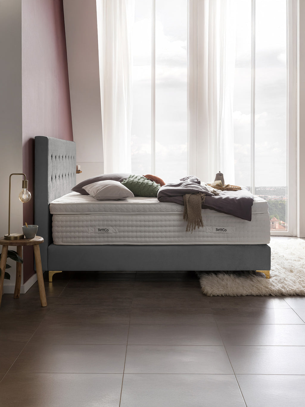 Samt Boxspringbett Grau MILANO