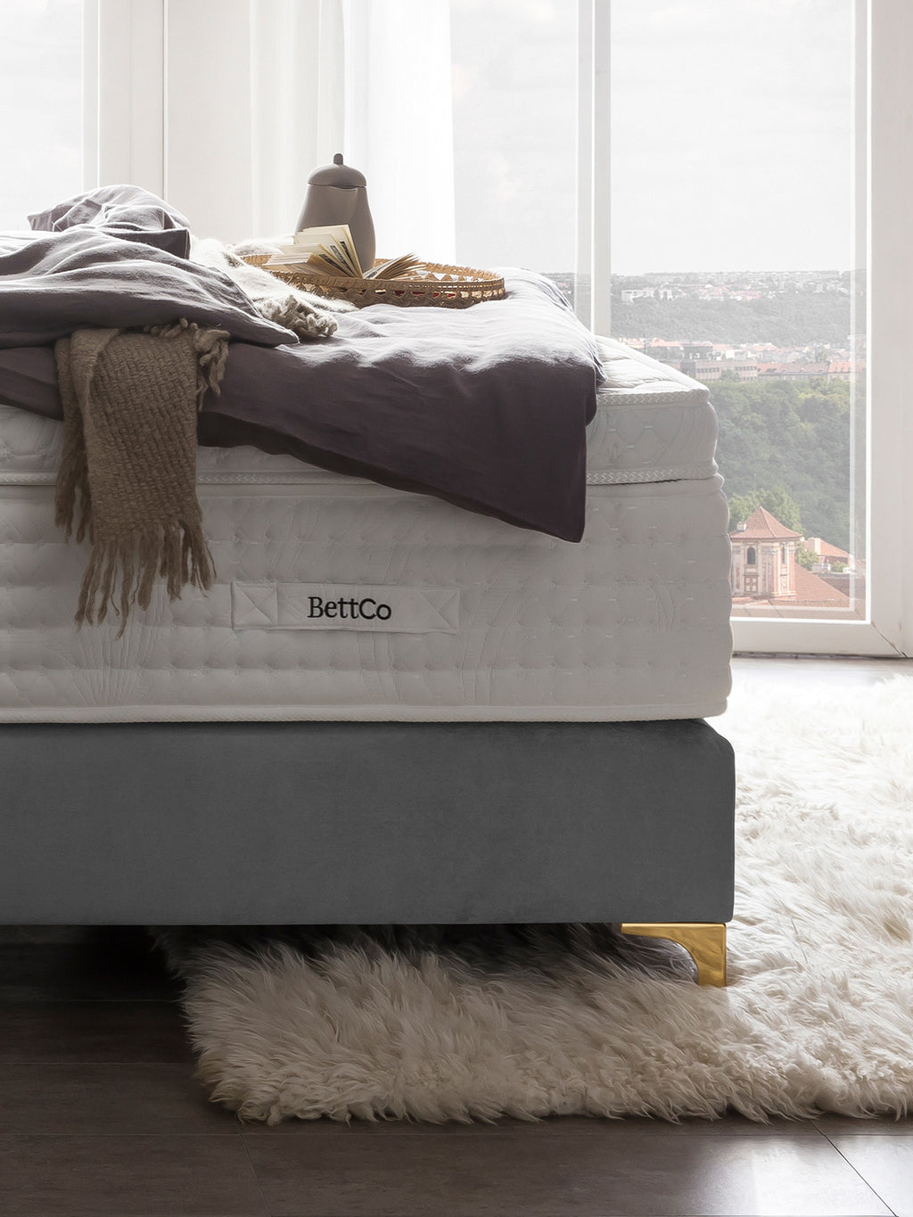 Samt Boxspringbett Grau MILANO