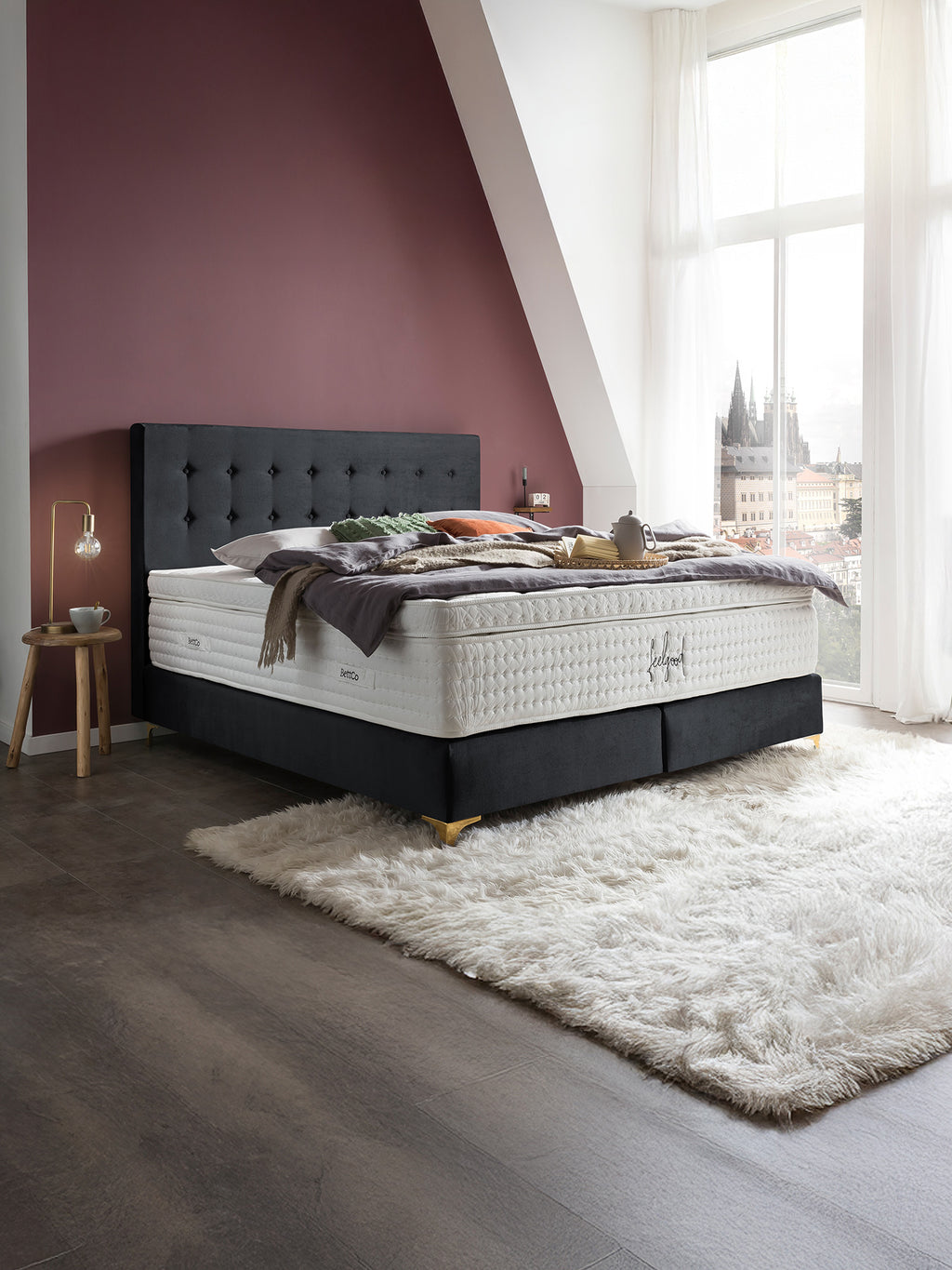 Samt Boxspringbett Schwarz MILANO