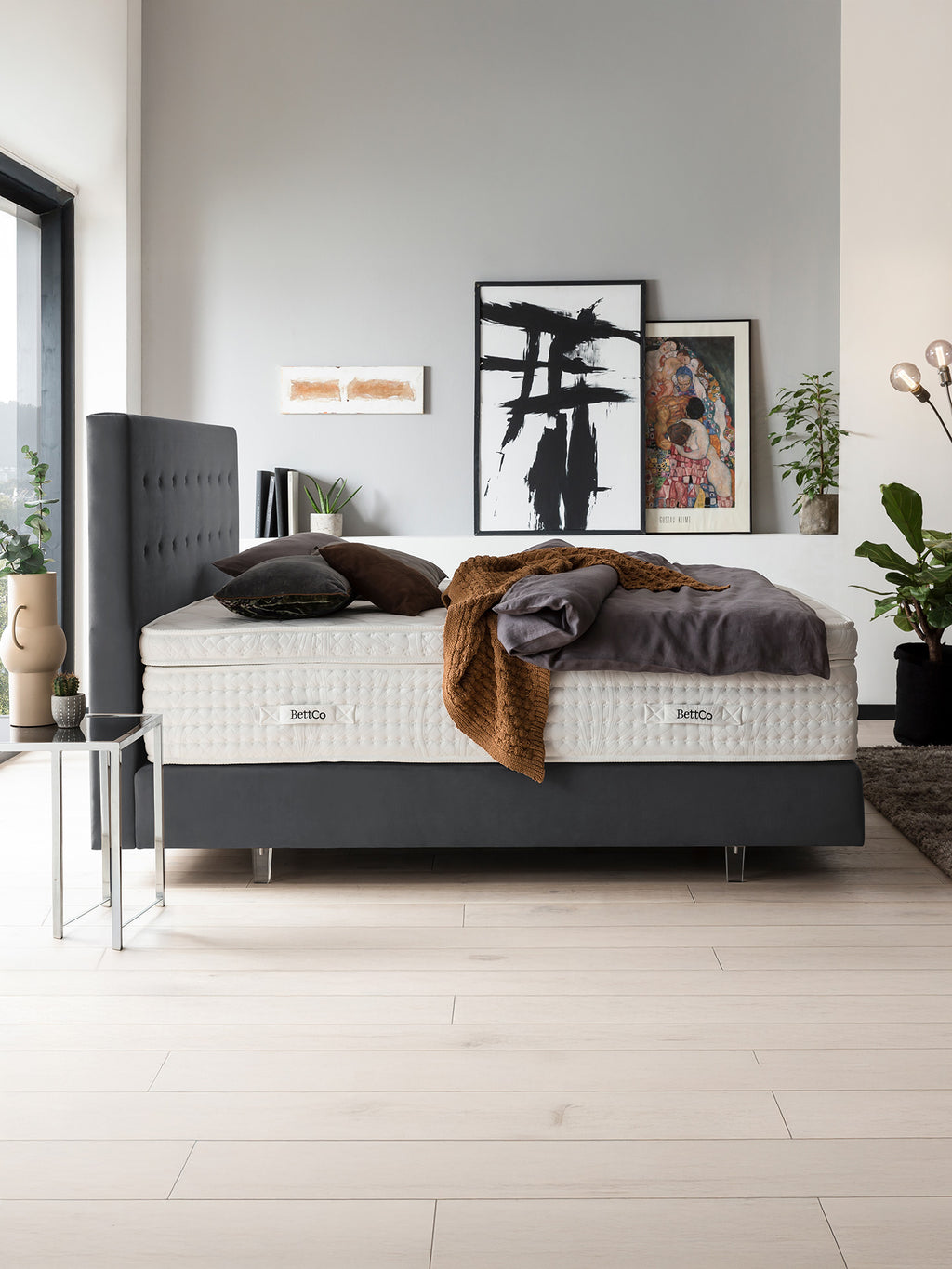 Velours Boxspringbett Dunkelgrau MILANO