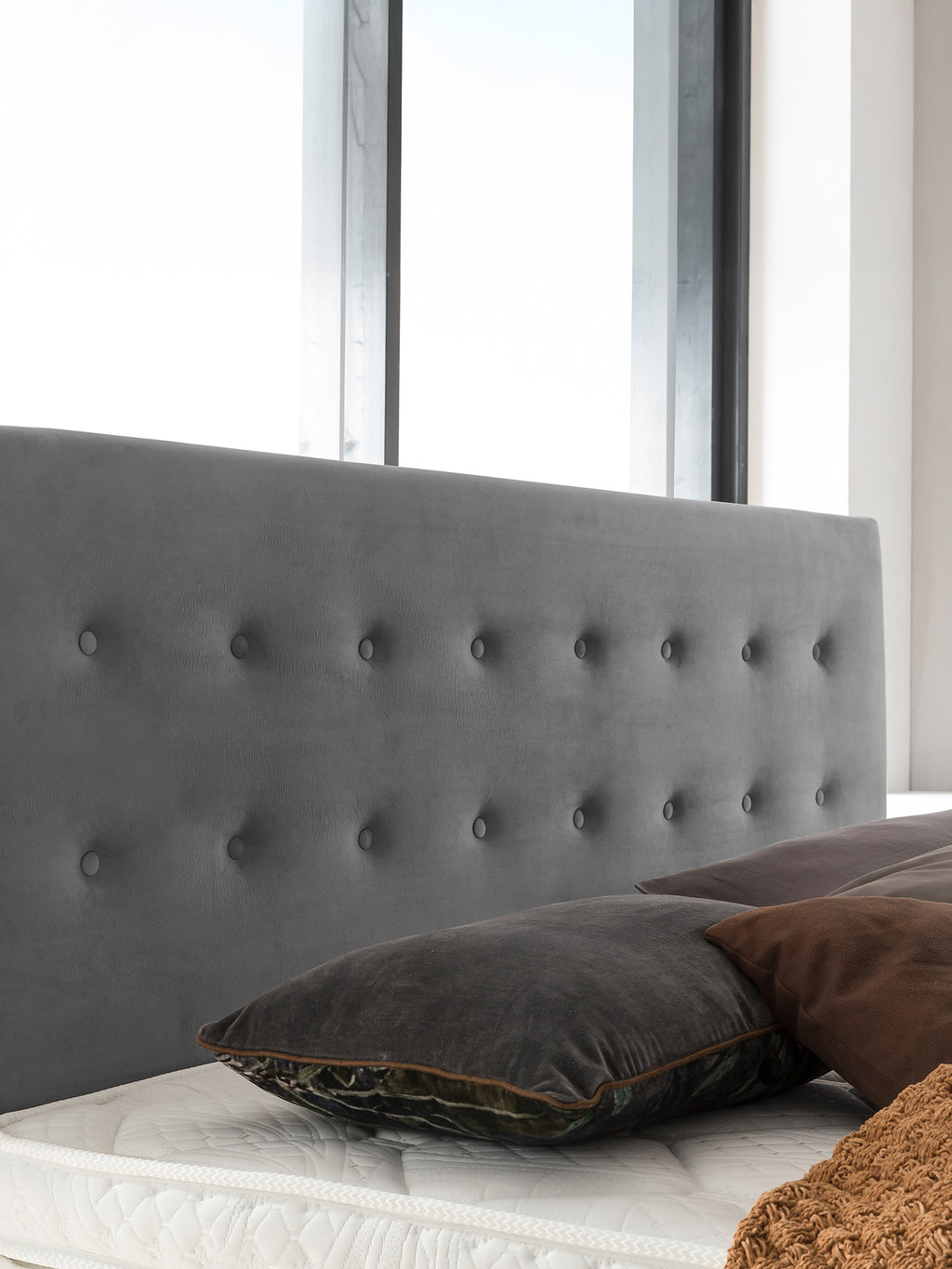 Velours Boxspringbett Grau MILANO